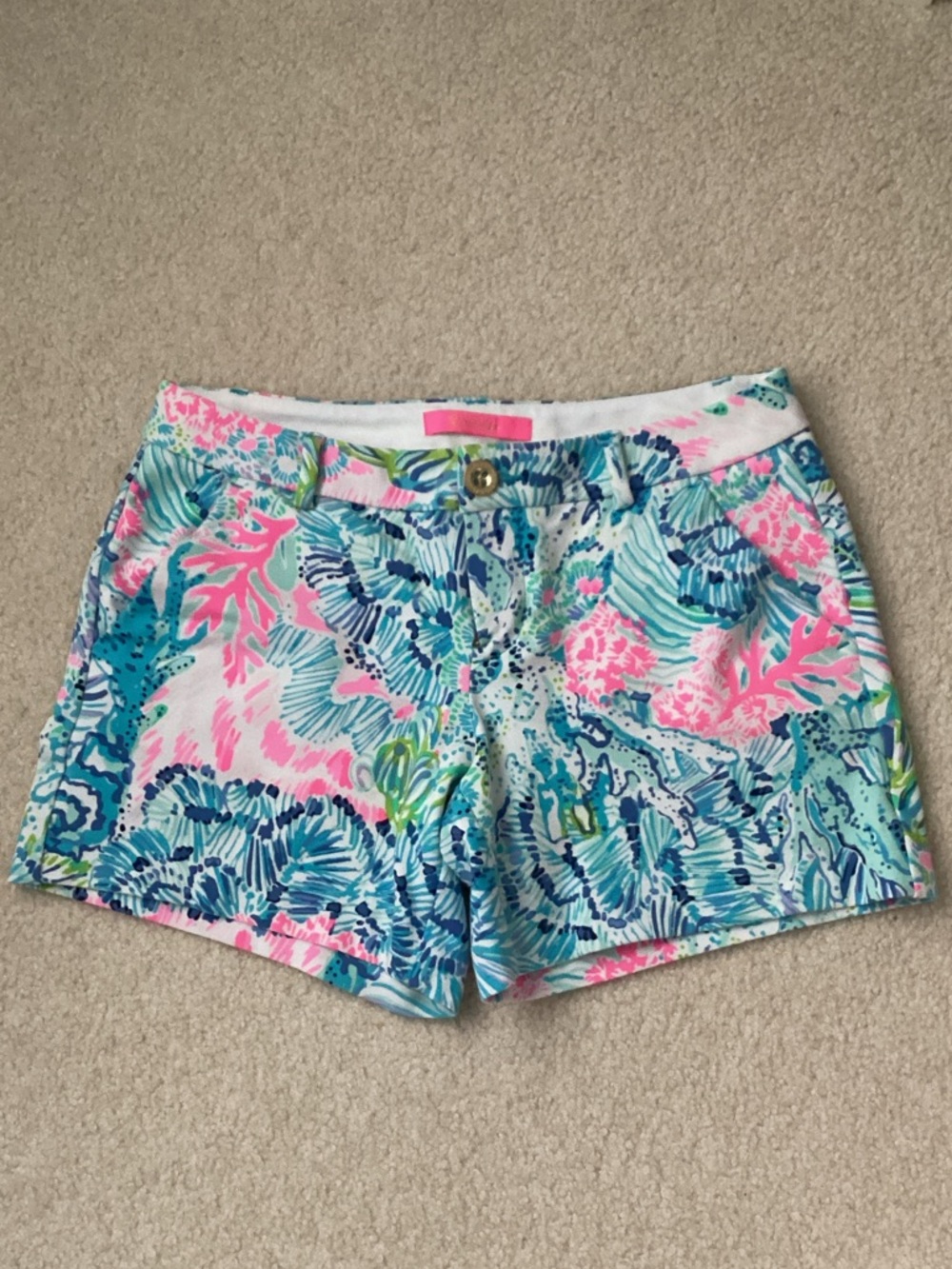 Lilly Pulitzer Coral Reef Print Shorts - Pink & Aqua